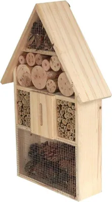 Produktbild von Famanu Insektenhotel Design aus natürlichen Materialien - Für Bienen, Marienkäfer und Schmetterlinge - Hängend 31 x 10 x 48 cm