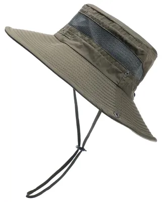 Produktbild von Sonnenhut für Damen und Herren – Outdoor-Sommerhut zum Wandern, UV-Schutz, Fischerhut mit Kinnriemen, Safarihut, faltbarer Campinghut mit breiter Krempe aus Netzgewebe