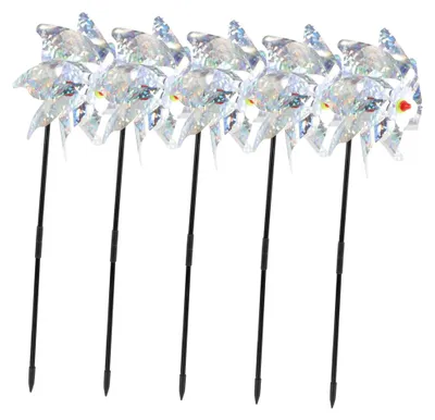 Produktbild von 5 Stück Teiliges Garten Windrad Reflektierende Windspiralen mit Amerikanischem Flaggen Design Langlebig Leicht Wetterfest Geeignet für GartenNachbildungation Vogelschutz und