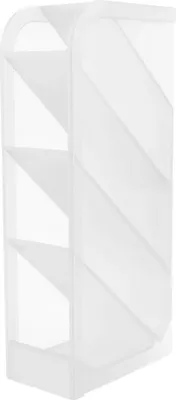 Produktbild von D.RECT Schreibtisch-Organizer, Stift-Regal für Büro, Schule, Heimbedarf, durchscheinend, Weiß, 4 Fächer, 4-teilig Pen Holder