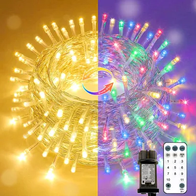 LED-Lichtkette 20 m, 200 LEDs, farbwechselnd, mit Fernbedienung, Timer