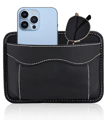 Productafbeelding van Autostoel organizer, 12x17 cm, Polyurethanleer, zwart, zelfklevend