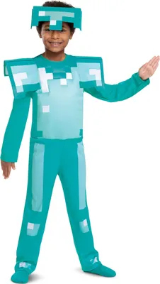Produktbild von Minecraft - Diamantrüstung Kostüm für Kinder Kindergröße: 116-122