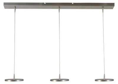 Productafbeelding van Strakke design eettafellamp Denia 2 3-lichts nikkel mat
