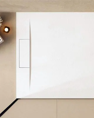 Immagine prodotto di Piatto doccia 100x80 effetto pietra ardesia bianco in smc con piletta Trevi