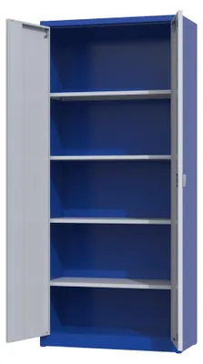 Productafbeelding van Povag Archiefkast met slot - Metalen opbergkast - 180x80x38 cm - Blauw/grijs