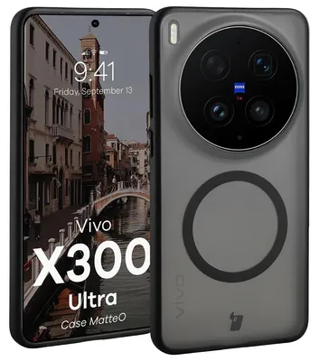 Produktbild von Handyhülle mit Magnetring für Vivo X300 Ultra, Bizon Case MatteO, Getönt-Schwarz
