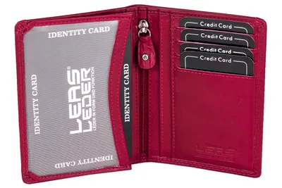 Produktbild von LEAS Ausweishülle, Ausweismappe RFID-Schutz in Echt-Leder, rot Card-Collection''