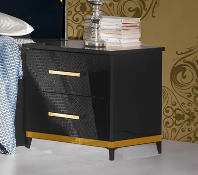 Immagine prodotto di Cameretta classica letto 2x comodino cassettiera 3 pezzi letti nero