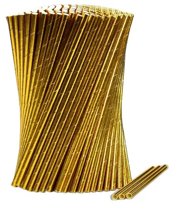 Immagine prodotto di Cannucce di carta dorate, confezione da 1000 pezzi, dimensioni 19,7 x 0,6 cm, monouso, biodegradabili
