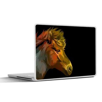 Produktbild von MuchoWow® Laptop Aufkleber Sticker Cover Pferd - Gelb - Schwarz - Mädchen - Kinder - Mädchen 30x22 cm - Laptop-Sticker