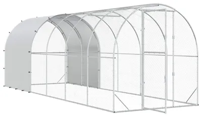 Zdjęcie produktu dla vidaXL Klatka dla kur, srebrna, 600 x 200 x 200 cm, stal ocynkowana