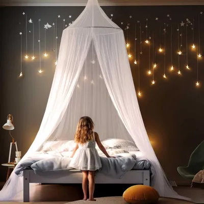 Produktbild von Moskitonetz fš¹r Einzel- und Doppelbetten, fš¹r Schlafzimmer, einfach zu montieren, ideal fš¹r Reisen und Zuhause (wei?)