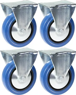 Zdjęcie produktu dla kółka 125 mm 5", niebieskie, gumowe, stałe, udźwig 800 kg, zestaw 4 szt
