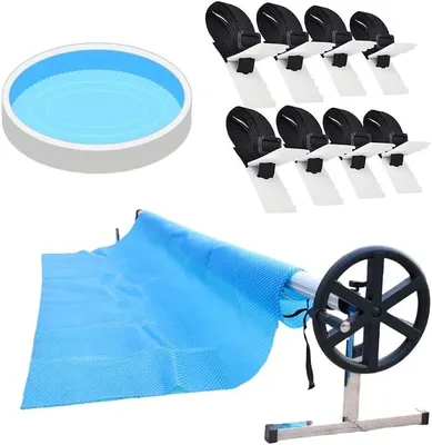 Produktbild von Pool Aufroller mobiles Aufrollsysteme für Poolfolien, Aufroller für Solarfolie, für Pools mit 3 bis 5,7 Meter Breite, inkl. Befestigungsmaterial