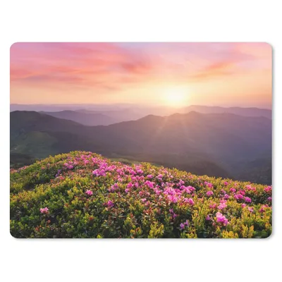 Produktbild von MuchoWow® Mauspad Mousepad Blumen - Berg - Sonnenuntergang - Landschaft 23x19 cm - Mousepads - Maus Mat - Pad - Mausunterlage - Schreibtischunterlage - Mauspad