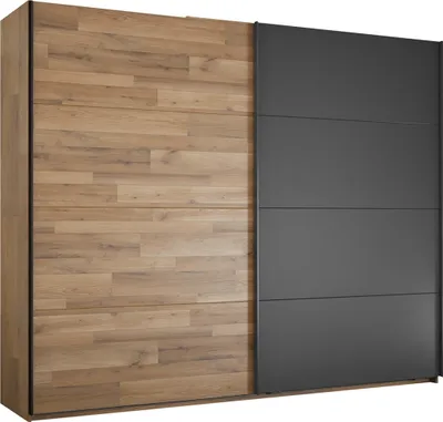 Produktbild von Schwebetürenschrank - Graphit Nachbildung - Montana Eiche Nachbildung - 270 x 210 cm