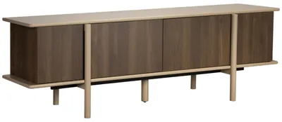 Image de Meuble TV effet bois 4 portes 180 cm taupe - Oviala Nelio