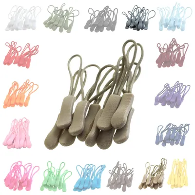 10 Zipper Schlaufen für Reißverschlüsse hellbeige