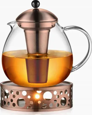 Obrázek produktu pro Skleněný konvici s ohřívačem na čaj 1500ml hnědý