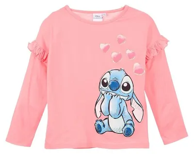 Produktbild von Disney Lilo & Stitch Kinder Langarmshirt, Größe 104, rosa, Longsleeve mit Print, weiche Baumwolle
