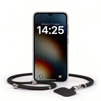 Produktbild von Handyhülle für Samsung Galaxy A34 5G mit Handykette Band in Schwarz Kordel Hülle Case Schutzhülle Transparent