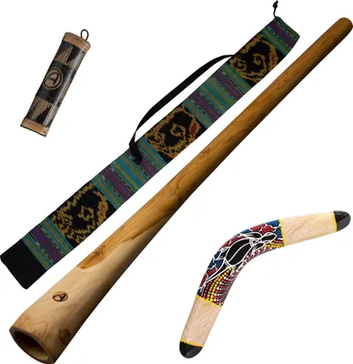 Image de Paquet Dreamtime Didgeridoo - 130cm bois avec boomerang, bâton de pluie & sac