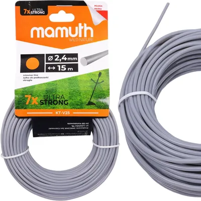 Image de Fil 2,4 mm 15 m rond Fil de rechange pour débroussailleuse et coupe-bordures pour tête de coupe MAMUTH