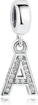 Produktbild von PANDACHARMS Anhänger Charm Buchstabe A, 925er Sterling Silber, passt zu Pandora