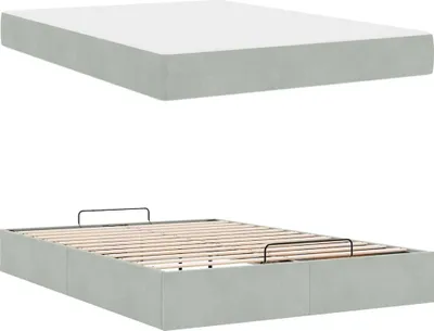 Zdjęcie produktu dla Łóżko Tapicerowane 140x200 Szare z Materacem Dwuosobowe do Sypialni