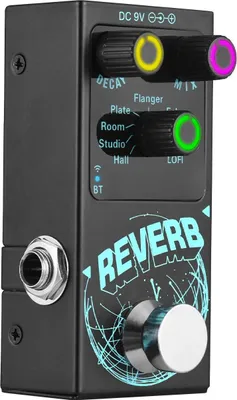 Gitarren Hall/Reverb Pedal - Digitales Effektpedal - 9 Halltypen - Bluetooth-Begleitung - Decay/Mix-Regler - True Bypass - 6,35 mm Klinke - Schwarz