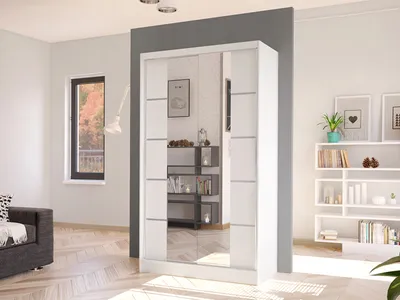 Obrázek produktu pro Úzká šatní skříň se zrcadlem 100 cm VILMEA 3 - bílá