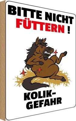 Produktbild von vianmo Holzschild 18x12 cm bitte nicht füttern Pferd Kolik