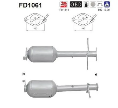 Produktbild von AS FD1061 Dieselpartikelfilter Rußpartikelfilter DPF für FORD TRANSIT CONNECT (P65, P70, P80) Abgasanlage Diesel