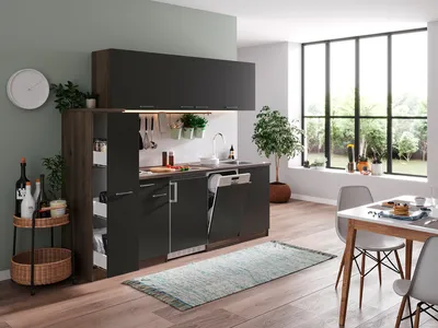 Produktbild von Küche Küchenzeile Singleküche Eiche York Grau Oliver 225 cm Respekta