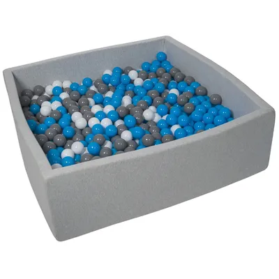 Produktbild von Bällebad für Kinder, 120x120 cm, Spielplatz + 900 Bälle weiß, blau, grau