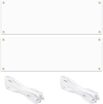 Produktbild von 2 Set 200x100cm Großes Leeres Banner Weiß Banner Selbst Gestalten mit ösen Polyester Banners Personalisiert mit 6m Hängendem Seil für Partyfeiern für Geburtstag DIY Painting Outdoor