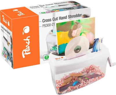 Immagine prodotto di Peach Aktenvernichter Cross Cut Hand  PS300-21 4L  weiß
