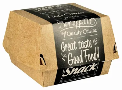 Produktbild von 200x PAPSTAR Burgerboxen aus Pappe  12,5 x 12,5 cm 'Good Food' groß