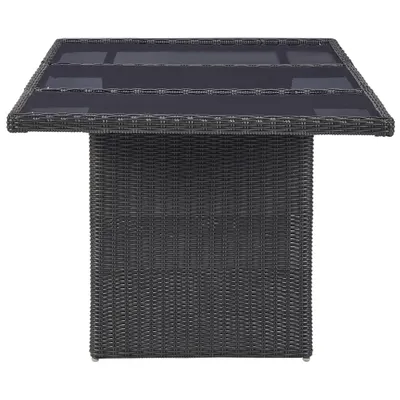 Obrázok produktu pre vidaXL Záhradný jedálenský stôl čierny 200x100x74 cm sklo a polyratan