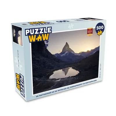 Obrázok produktu pre MuchoWow® Puzzle 500 ks Matterhorn a Riffelsee pri východe slnka vo Švajčiarsku