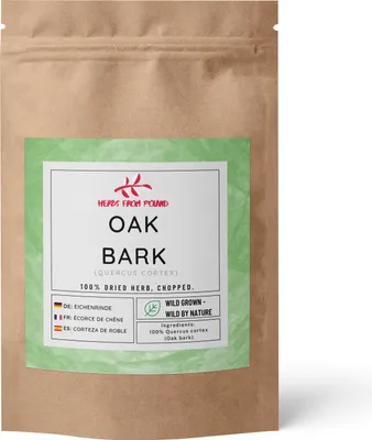 Produktbild von Herbs from Poland Eichenrinde geschnitten, 100% Natürlicher pflanzlicher Rohstoff, Unterstützt Verdauung und Hautgesundheit - 500g