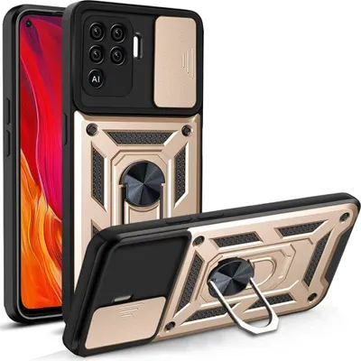Produktbild von OPPO A94 4G Hülle mit 360° Drehbarer Magnetische Ring Ständer Halter Dia Kameraschutz TPU Bumper Silikon Schutzhülle für OPPO A94 4G Gold