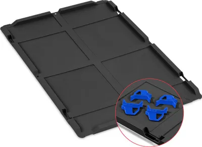 Produktbild von Auflagedeckel Set Eurobox NextGen mit 4 blauen Schiebeschnappverschlüssen | BxT 40x60cm | Schwarz | Eurobehälter, Transportbox, Transportbehälter, Stapelbehälter