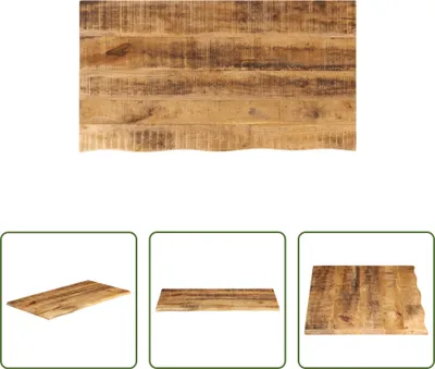 Produktbild von The Living Store Tischplatte 100x60x2,5 cm Baumkante Massivholz Raues Mangoholz