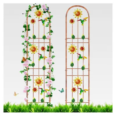 Produktbild von Rankgitter 2er Set, Metall Rankzaun, Freistehendes Garten-Spalier zum Stecken, Gartendekoration für Rosen und Kletterpflanzen