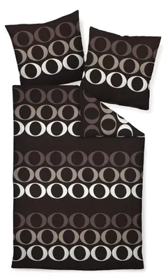 Produktbild von Janine Mako Satin Bettwäsche 2 teilig Bettbezug 135 x 200 cm Kopfkissenbezug 80 x 80 cm Palermo 87034-07 taupe dunkelbra