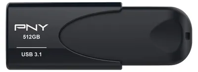 Produktbild von PNY Attache 4, 512 GB, USB Typ-A, 3.2 Gen 1 (3.1 Gen 1), 80 MB/s, Ohne Deckel, Schwarz