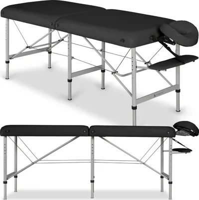 Produktbild von HABYS Medmal, 2 Zonen Aluminium Massageliege | Massageliege Klappbar, Massagetisch, Massagebank | Vollausstattung | 180x70 Schwarz