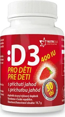 Produktbild von Vitamin D3 für Kinder, 400 IE - Erdbeergeschmack, 30 Tabletten